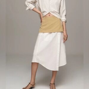 NWT Anthropologie Maeve Large Layered A-Line Shirttail Midi Asymmetrical Skirt